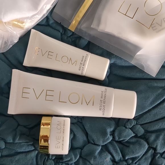 Evelom bundle Radiance Essential Set rescue mask moisture cream cleanser bag NEW - Picture 2 of 3